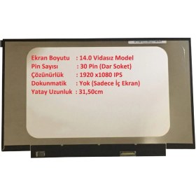 Resim Qpart N140HCE-GP2 Rev.c1 14.0 30PİN Slim Fhd IPS Dar Kasa Vidasız 