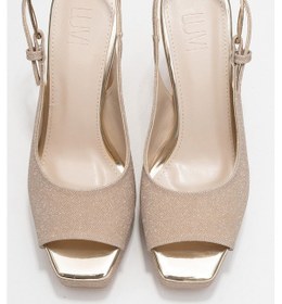 Resim Luvi Shoes Glora Altın Simli Kadın Platform Topuklu Abiye Ayakkabı Altın 