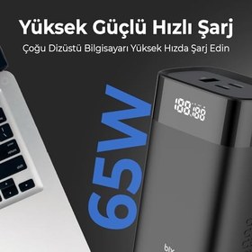 Resim Bix PB65W 20000MAH USB ve 2*type-C Pd 65W Üç Çıkışlı Dijital Ekranlı Powerbank Siyah iPhone Huawei Uyumlu 