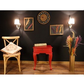 Resim Wooding Çekmeceli Masif Kırmızı Komodin Yan Sehpa (548590490) 