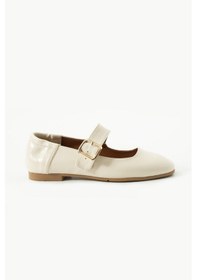 Resim Aleyna Kadın Yumuşak Babet Toka Detaylı Günlük Ayakkabı Ekru 