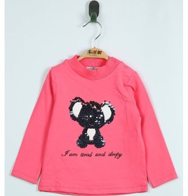 Resim Toontoy Kids Toontoy Kız Bebek Panda Nakışlı T-shirt Fuşya 