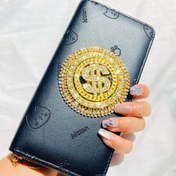 Resim Parlak Rhinestone'larla lüks altın tonlu suni deri cüzdan - Büyük kapasiteli, fermuarlı, el yapımı kadın akşam çantası, modern tarz, kuru temizlik yapın, çanta aksesuarları 