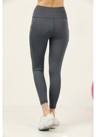 Resim Kadın Antrasit Yüksek Bel Toparlayıcı Çift Cepli Spor Tayt Bilek Boy Boy Slim Fit Görünüm 1057 Antrasit 