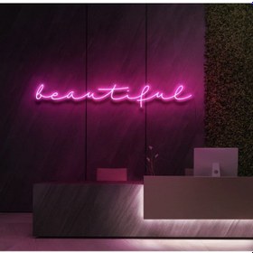 Resim Beautiful Yazılı Neon Tabela Pembe 