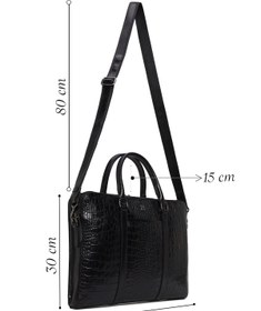 Resim Unisex Siyah Uzun Askılı Kroko Desenli Deri Evrak Çantası - Siyah / 00 