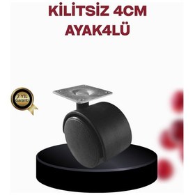 Resim Ilkeshop 4 Cm Döner Ayak Kilitsiz 4 Adet Mobilya Ve Sehpa Ayağı 