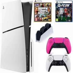 Resim Sony Playstation 5 Slim CD (Ithalatçı Gaarntili) CFI-2116 +2.dualsense Pembe Jarj Istasyonu FC26 + Gta5 