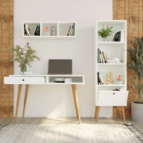 Resim Bimossa U5010 Janus Raflı Kitaplıklı Çalışma Masası Beyaz 