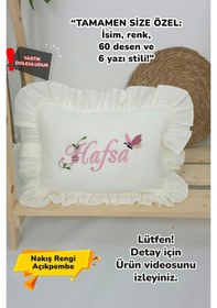 Resim Gros Shop Müslin Yeni Doğan 4katlı Organik %100pamuk Kişiye Özgü Nakışlı Hastane Çıkış Seti Kelebekli Papatya Ekru-9 
