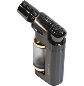 Resim Parmida Tek Torch Pürmüz Gümüş Masa Tipi Metal Puro Çakmağı 