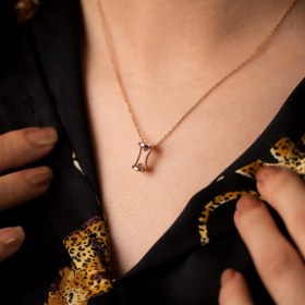 Resim İndigo Taşlı Küçük Kum Saati Rose Gümüş Kolye 