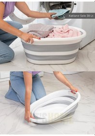 Resim Jet's Home 6'lı Banyo Seti Katlanır Sele Katlanır Badya Katlanır Kova Katlanır Maşrapa Bpa Free Beyaz - Gri 