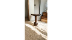 Resim Wood Wooden Ahşap Tekli Konik Mantar Yan Sehpa Modern Ceviz Renk Fiskos 