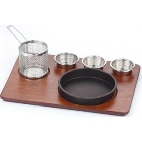 Resim Altınbaşak Döküm Güveç Fajita Sunum Seti 35x26 cm 