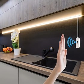 Resim USB Güçlü COB LED Şerit Işık - Jest Kontrollü ve Ayarlanabilir Tarama Anahtarı, Kendinden Yapışkanlı Esnek Beyaz Aydınlatma - Dolaplar, Banyo Altı Dekoratif Aydınlatma, Modern Tasarım, Kolay Kurulum 