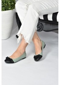 Resim Fox Shoes Yeşil/Siyah Kadın Babet D726019509 Yeşil - Siyah 