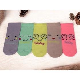 Resim JUST SOCKS 5 li kız pamuk patik çorap haftanın günleri 