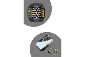 Resim İsmiyle Al Mey Ithalat® Powerbank Bluetooth Kulaklık ve Yeni Model Akıllı Saat Seti Anc Özelliği Dokunam 