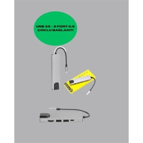 Resim Alüminyum Gövdeli Type‑c HDMI & Ethernet Adaptör – Tak & Çalıştır 