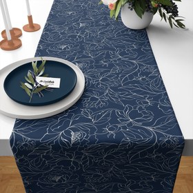 Resim Drawing Garden Navyblue Runner Örtü 