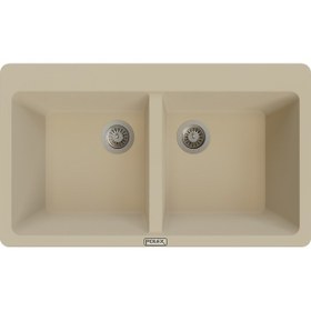 Resim Polex Cristalüx Granit Evye P-N9 Bej 2 Hazneli Tezgah Altı Ve Tezgah Üstü Mutfak Evyesi 86x50.5 CM 