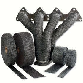 Resim 4.99 metre Yüksek Sıcaklık Cam Elyaf Bant - 1200°C'ye Kadar Isıya Dayanıklı, Otomotiv & Motosiklet Egzozu, Metal Yüzeyler & Borular için Dayanıklı Yalıtım Sarma, Uygun 