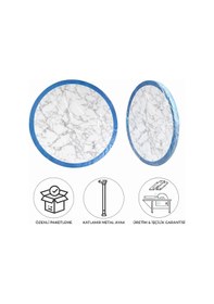 Resim 80 Cm Çap - Ahşap Kaplama Katlanabilir Yer Sofrası - Oyun Masası - 21 Cm Yükseklik Beyaz Mermer 