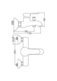 Resim Gms Zirve Zrv303-K Siyah Krom Banyo Duş Bataryası Siyah 
