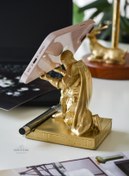 Resim jeane home decor Şövale Kalem Ve Telefon Tutucu Tasarım Gold Altın Renk Hediyelik Dekoratif 