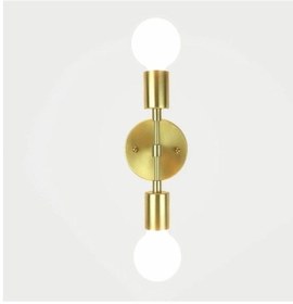 Resim Rys Retro Gold Metal 2 Li Dekoratif Rustik Duvar Aplik Gold 