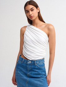 Resim Dilvin Asimetrik Drapeli Top Ekru 