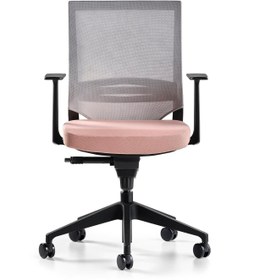 Resim Bürotime Cozy Çalışma Koltuğu - Sabit T Kol - Plastik Ayak - Somon/gri 