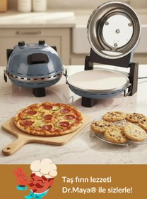 Resim Dr.Maya Çok Amaçlı Taş Fırın | Pizza, Lahmacun, Ekmek ve Tandır Yapma Makinesi – 31 cm Doğal Taş Antrasit 