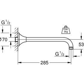Resim Grohe Rainshower Grandera Duş Başlığı Dirseği 285 Mm 27986da0 Krom 