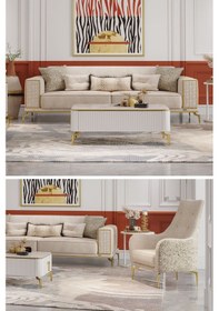 Resim Modalife Lexus 3+1 Salon & Oturma Odası Koltuk Takımı Krem 