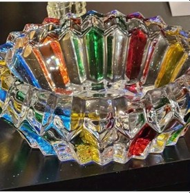 Resim Chuangyinshop 1 Adet Şık Cam Küllük Dairesel Renkli Geometrik Desen Dayanıklı Ve Güvenli Malzeme Ev Ofis İçin 