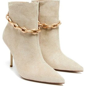 Resim Bestello Ince Topuklu Neolit Taban Topuklu Bot 281-8012 Kadın Bot Bej Suet 