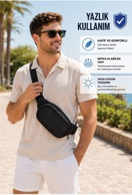 Resim Sofia Erkek Unisex Crossbag body Yürüyüş Günlük Siyah Bel Çantası 