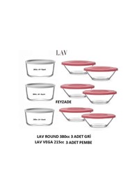 Resim Feyzade Round 380cc Saklama Kabı Seti 3 Adet Gri Kapak - Vega 215cc Saklama Kabı Seti 6 Adet Karışık 