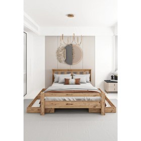 Resim Ninnimo Ni̇nni̇mo Arya Çi̇ft Ki̇şi̇li̇k 160X200 Yatak Uyumlu Ceviz Çekmeceli̇ Karyola - Açy-2 