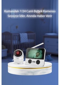 Resim Kablosuz Ekranlı Bebek Kamerası Gece Görüş, Ses Algılama Ve Ninni Özellikli 