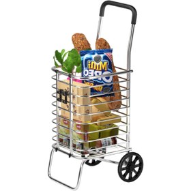 Resim İsmiyle Al Katlanabilir Taşınabilir Alışveriş Pazar Arabası Market Arabası 30 Kg 