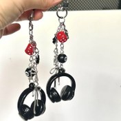 Resim 1 Adet 3D Kulaklık Siyah Fiyonk Düğme Şık Çekici Stil Kolye, Minimalist Çok Yönlü Kişisel Sırt Çantası Çivisi - CCD Telefon Zinciri 