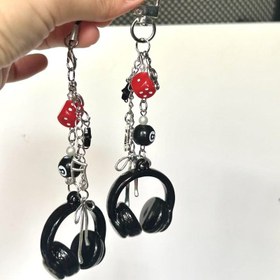 Resim 1 Adet 3D Kulaklık Siyah Fiyonk Düğme Şık Çekici Stil Kolye, Minimalist Çok Yönlü Kişisel Sırt Çantası Çivisi - CCD Telefon Zinciri 