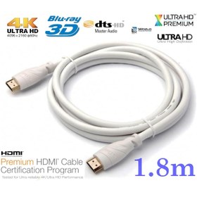 Resim Hdmi Kablo 4K 1.8M Ultra Hd 4K 60Hz 2160P Yüksek Hız Kablo Beyaz 