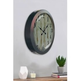 Resim Bahat Salon Ofis Duvar Saati Gri Metal Çerçeve 36 cm 
