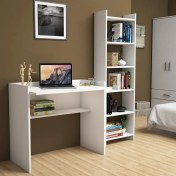 Resim Bimossa Kösem Beyaz Çalışma Masası Kitaplıklı 90 cm T2040 