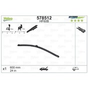Resim VALEO 578512 Silecek Supurgesi On Muz Tip 600Mm Hf60b (Hydroconnect Coklu Baglanti) / (X1) 6423A0 (WK628869) 