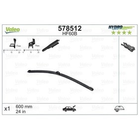 Resim VALEO 578512 Silecek Supurgesi On Muz Tip 600Mm Hf60b (Hydroconnect Coklu Baglanti) / (X1) 6423A0 (WK628869) 
